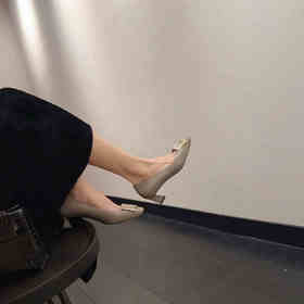 顺丰包邮洛诗琳11436洛诗琳春夏新款经典方扣百搭单鞋3126916