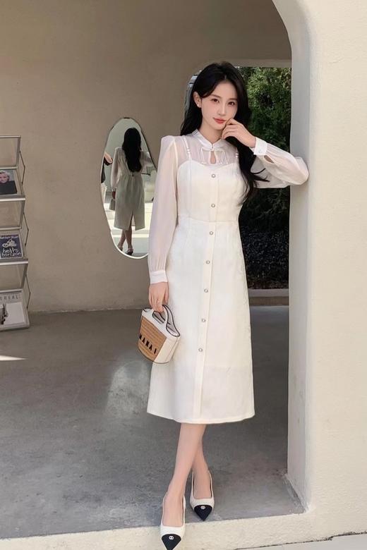 Le Malene 清新新中式水滴领拼接式连衣裙 20108 商品图0