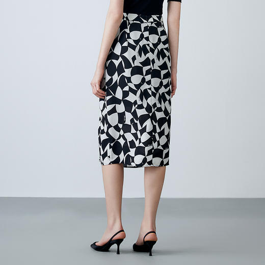 EITIE爱特爱夏季新款裙摆开叉印花显瘦高腰半身裙7806506 商品图4