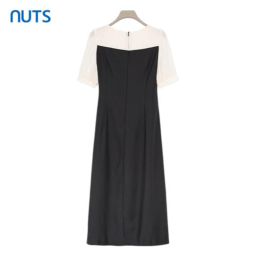 NUTS夏季新品撞色方领时尚优雅气质短袖连衣裙428103397 商品图1