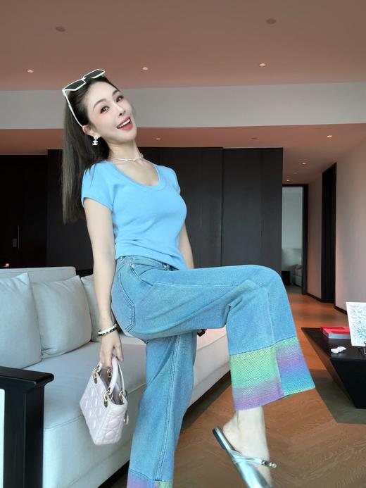 [ PIAN AI ] 冷小姐# 把彩虹穿在身上/ 拼色九分牛仔裤 商品图3