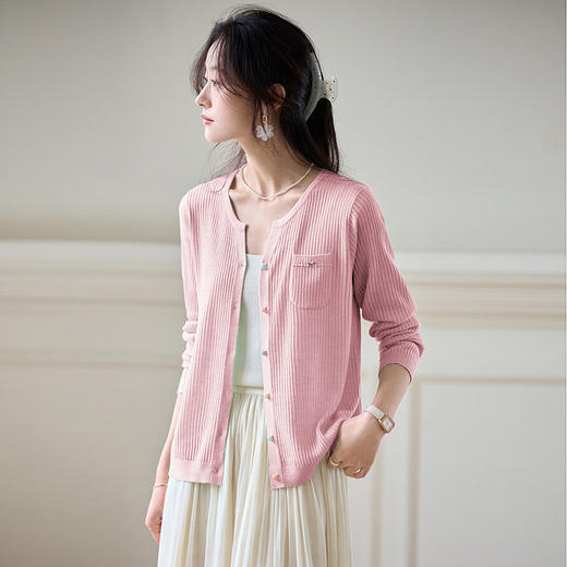 CC-22-2618白色冰丝针织开衫女薄款空调衫夏季配吊带裙子外搭披肩短外套防晒 商品图3