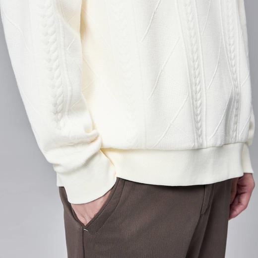 墨麦客男装纯色翻领卫衣男士2025春季新款麦穗格纹休闲上衣男潮 商品图3