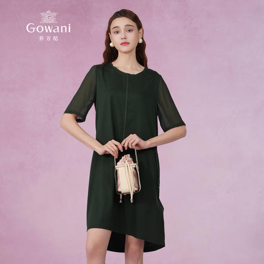 乔万尼桑蚕丝连衣裙夏季新品时尚圆领休闲宽松真丝裙中长ES2E185 商品图1