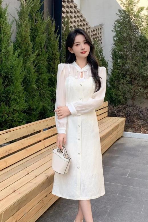 Le Malene 清新新中式水滴领拼接式连衣裙 20108 商品图2