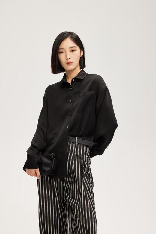 LNNNS 黑色气质优雅光泽感衬衫 20089 商品图0