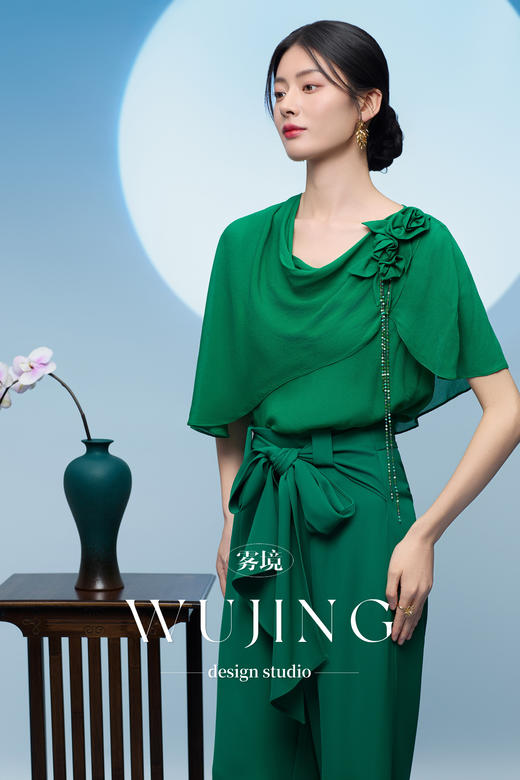 3205109 浮岚暖翠 进口乔其上衣 雾境 商品图1