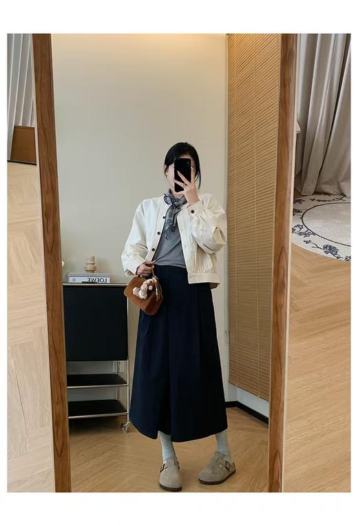 折纸裙jin口抗皱超态棉不对称对褶裥A字裙高腰半身裙 商品图7