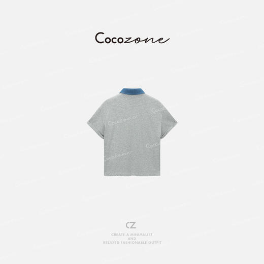 COCO ZONE 刘一一 25春夏新款撞色翻领百搭短袖T恤ACD1A0442 商品图1