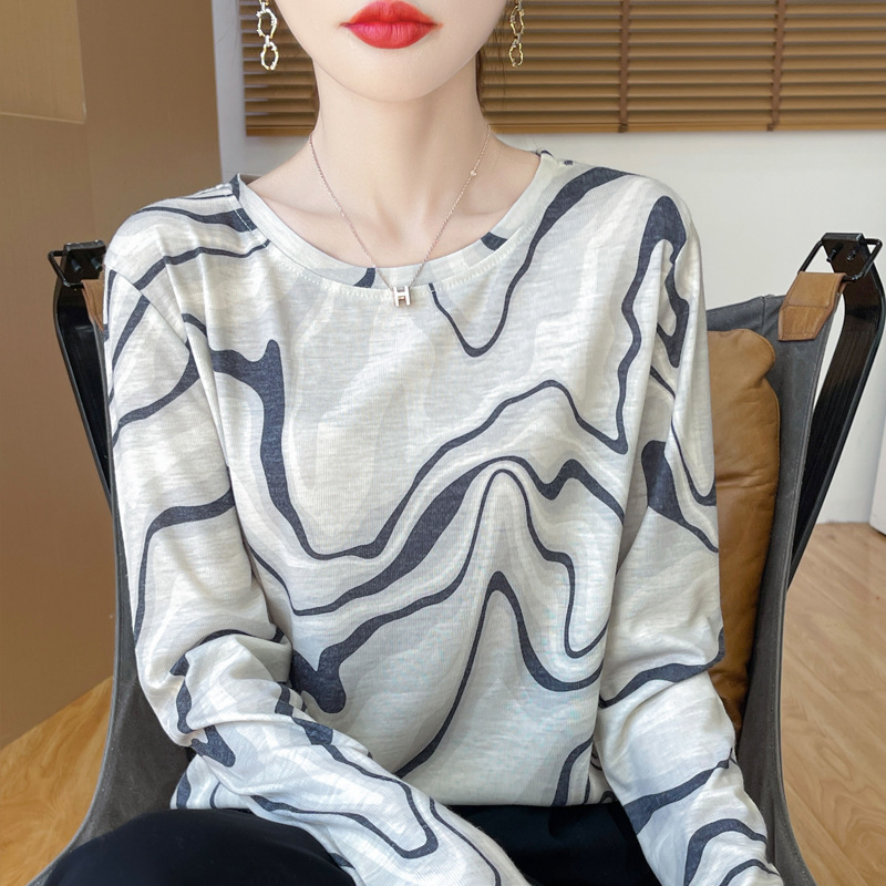 莱赛尔天丝罩衫 2025春夏女士扎染短款休闲圆领上衣