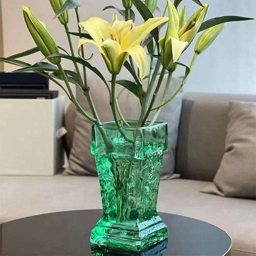 稀奇艺术 花器 罗马之心 古典复古方形水晶玻璃花瓶几何大号花瓶现代风 商品图1