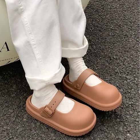 【特价39元】春夏新品时尚简约百搭博肯凉拖鞋居家外穿女款纯色包头【WG25239】 商品图2