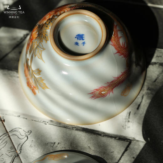 问鼎汝瓷月白精工复刻款正德盖碗（鸾翔凤集） 商品图4