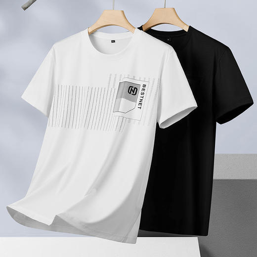 【冰丝】【DPF】大依优型大码短袖T恤运动休闲圆领加肥加大夏季冰丝上衣时尚半袖体恤男士 商品图4