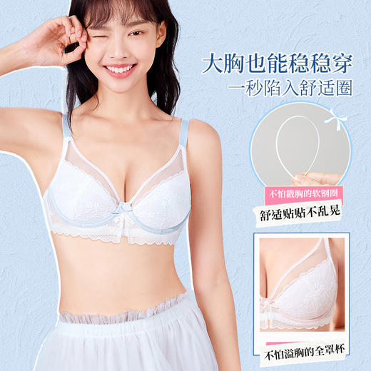 【15号积分兑换】[甜奶油全罩杯]大胸显小全罩杯内衣女聚拢大码显瘦蕾丝文胸胸罩 商品图2