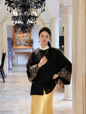 盛唐牡丹|手绣花窗花鸟真丝外套