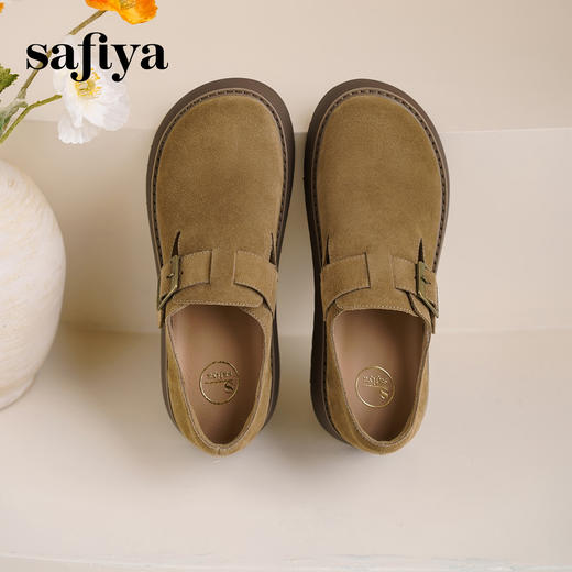 Safiya/索菲娅2025增高勃肯鞋一脚蹬松糕厚底懒人百搭休闲单鞋SFD1112421 商品图7