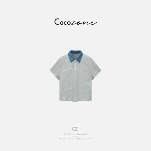 COCO ZONE 刘一一 25春夏新款撞色翻领百搭短袖T恤ACD1A0442 商品图0