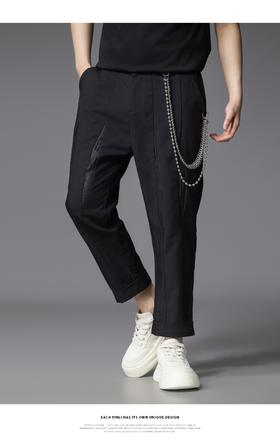 PINLI品立2025夏季新款男士拼接设计感九分裤潮牌百搭宽松休闲裤B252117041