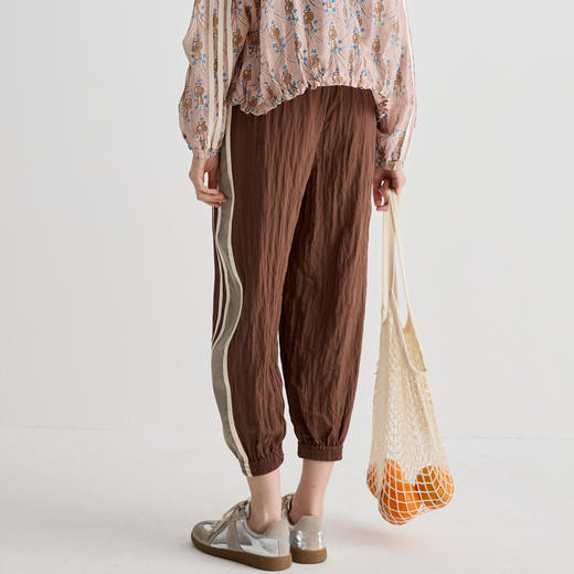 谜底休闲裤女2025夏新品复古格纹束脚运动裤宽松九分裤252MK0583 商品图2