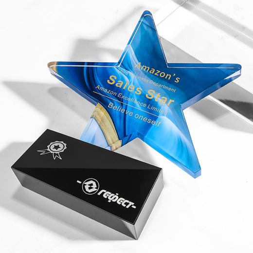 水晶奖杯定制创意五角星金属狼鹿展翅奖牌年会优秀员工销售冠军 商品图6