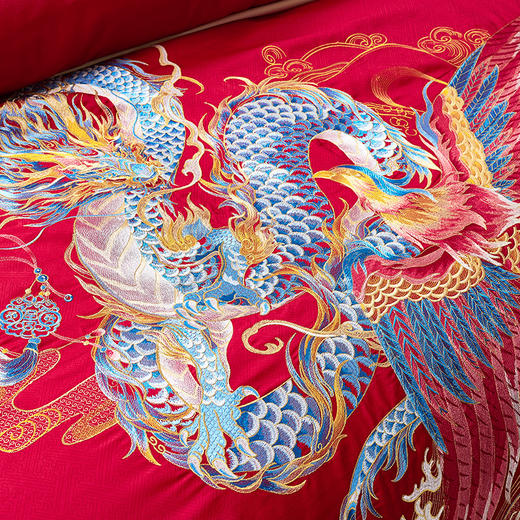 【6楼】富安娜婚庆床单八件/盛世红妆，单被加大，红 商品图6