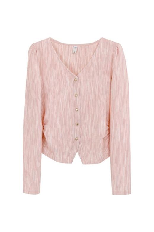 LNNNS 粉色V领单排扣上衣开衫 20182 商品图4