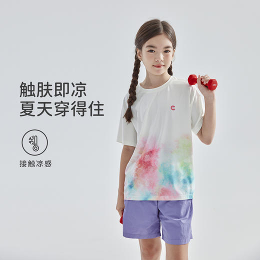 cicochild 25年夏季新款亲子中大女童晕染短袖T恤凉感防晒上衣 商品图2
