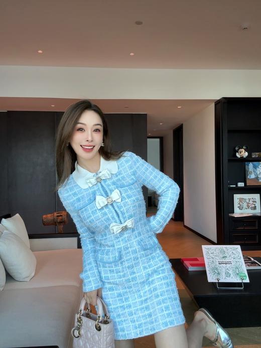 [ PIAN AI ] 冷小姐#  自带柔焦滤镜地baby蓝色/ 法式名媛小香风连衣裙 商品图1