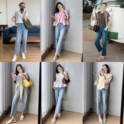 2025春夏新款法棍牛仔裤！女款莱卡四面弹薄款毛边九分裤！ 商品图3