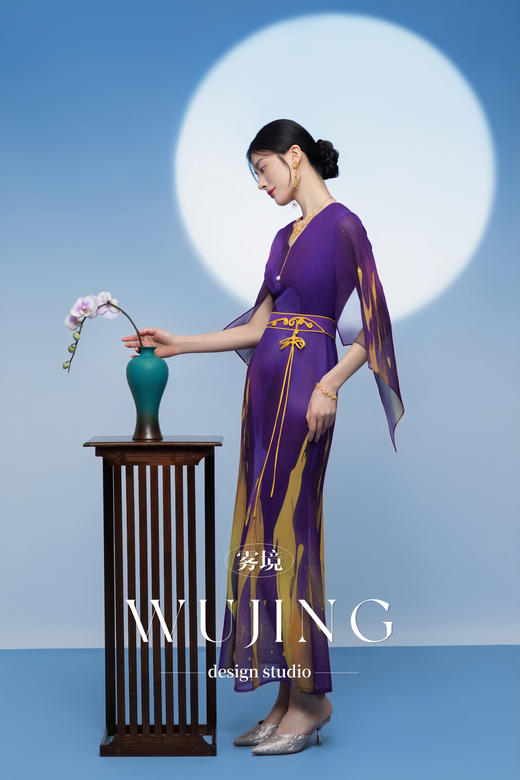 3205278 紫金梦雨 韩国进口水晶乔其纱连衣裙 雾境 商品图4