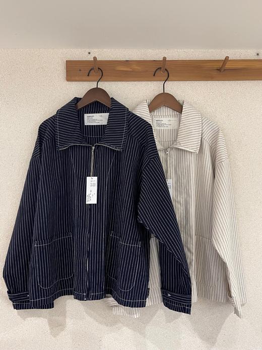 HARVESTY 细纹大翻领薄款拉链夹克外套 商品图1