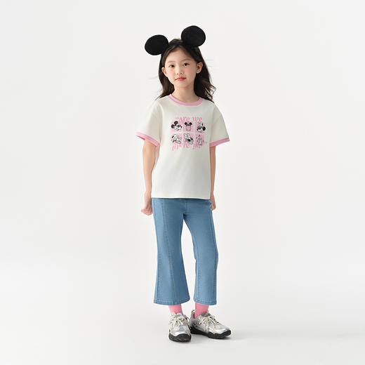 森马儿童牛仔裤2025夏新款修身喇叭裤女童长裤时髦百搭七分裤凉感 商品图2