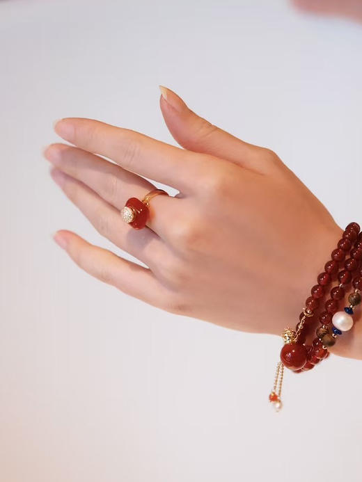 MELI&MOLI |红玛瑙四方瓶均码可调925银镶石香薰戒指—五行之火 商品图0