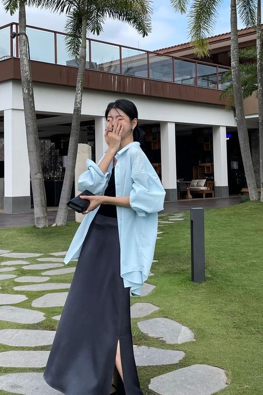 Le Malene 深灰色优雅贵气光泽感半裙 20150 商品图1