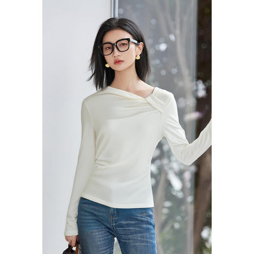 米思阳2026春季新款设计感蝴蝶扭结长袖T恤气质温柔漂亮小衫上衣1852 商品图1