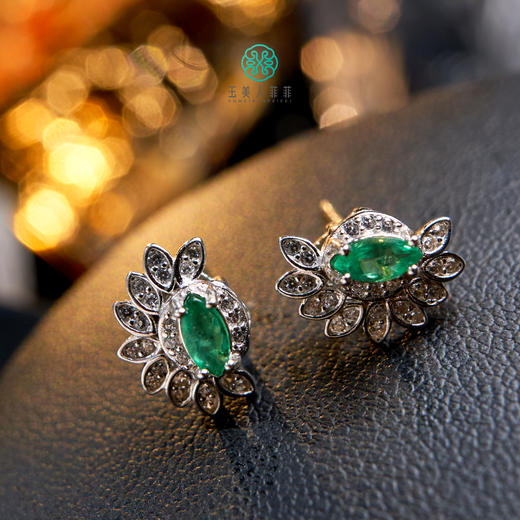 DS925祖母绿耳坠-祖母绿耳钉约11*8mm# 商品图0