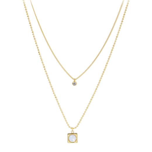 Oflye潮流饰品   高级感小众设计温柔贝壳锆石轻奢项链新款双层叠戴配饰锁骨链女 商品图4