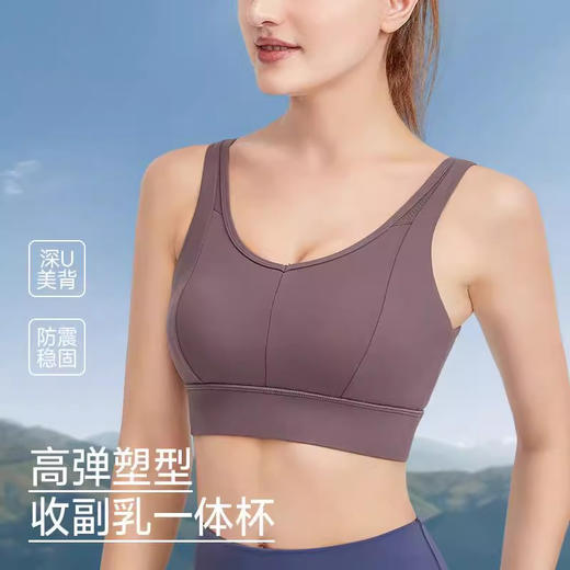 跃牌（呗咪纷纷系列）大码瑜伽内衣后扣易穿脱V字美背运动文胸固定罩杯WX091 商品图0