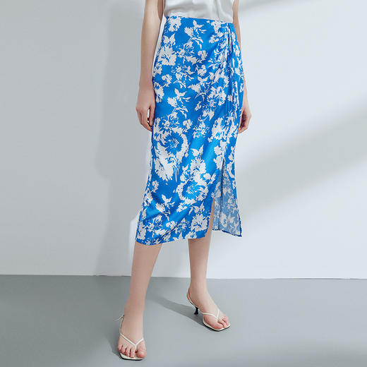 EITIE爱特爱夏季新款优雅时尚高腰百搭印花半身裙7806504 商品图1