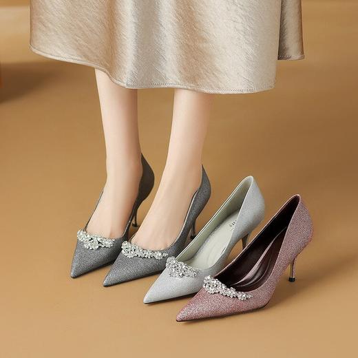 【预售7天】高跟鞋女春秋羊皮新款细跟尖头法式温柔气质水钻百搭绝美单鞋MY&A229 商品图2