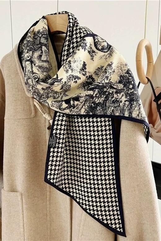 ESTACIA 高级感围巾百搭水墨画两面保暖围脖 21356 商品图1