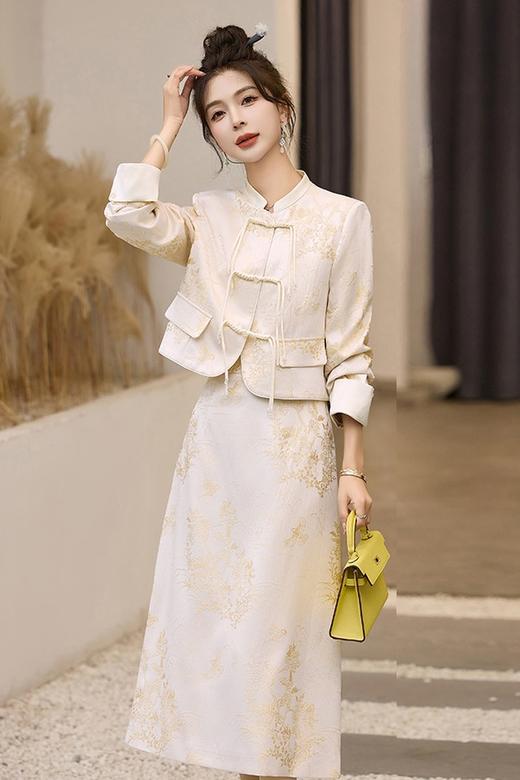 ANSUABEL 国风提花盘扣外套半裙套装 20134 商品图2