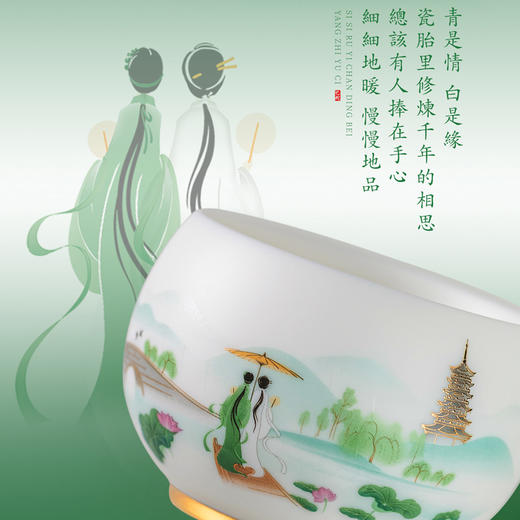 【巳巳如意】旅行茶器套组/羊脂玉瓷禅定杯 徐建勇大师签章，青蛇逢双春，瑞气满千门，精美包装 gao端豪礼 商品图8