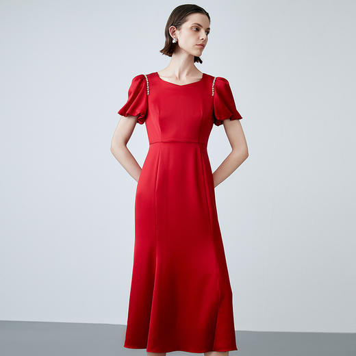 EITIE爱特爱夏季新品时尚优雅泡泡袖修身礼服连衣裙7877505 商品图1