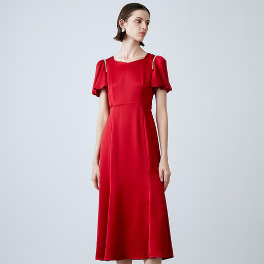 EITIE爱特爱夏季新品时尚优雅泡泡袖修身礼服连衣裙7877505 商品图2