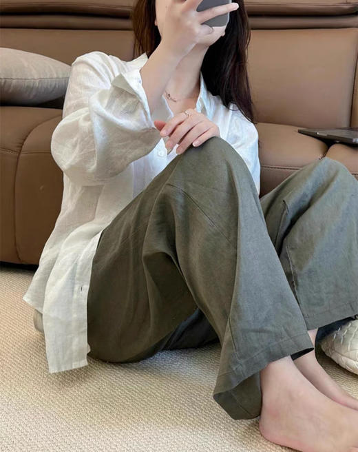 312-8 纯圆正 新配色 SEED亚麻阔腿长裤  很快会断码 我穿12码宽松效果 商品图6