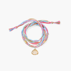 订购8周到｜Aurélie Bidermann-Honolulu-蓝粉 编织 贝壳 手链［法国设计师］