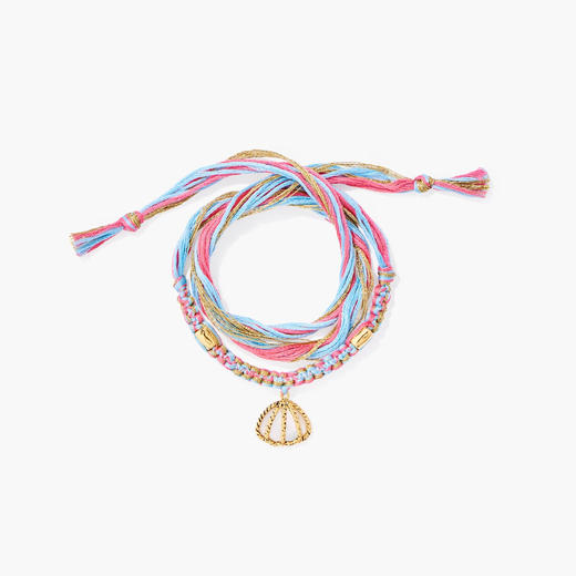 订购8周到｜Aurélie Bidermann-Honolulu-蓝粉 编织 贝壳 手链［法国设计师］ 商品图0
