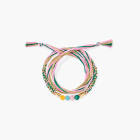 订购8周到｜Aurélie Bidermann-Honolulu-粉绿 编织 手链［法国设计师］